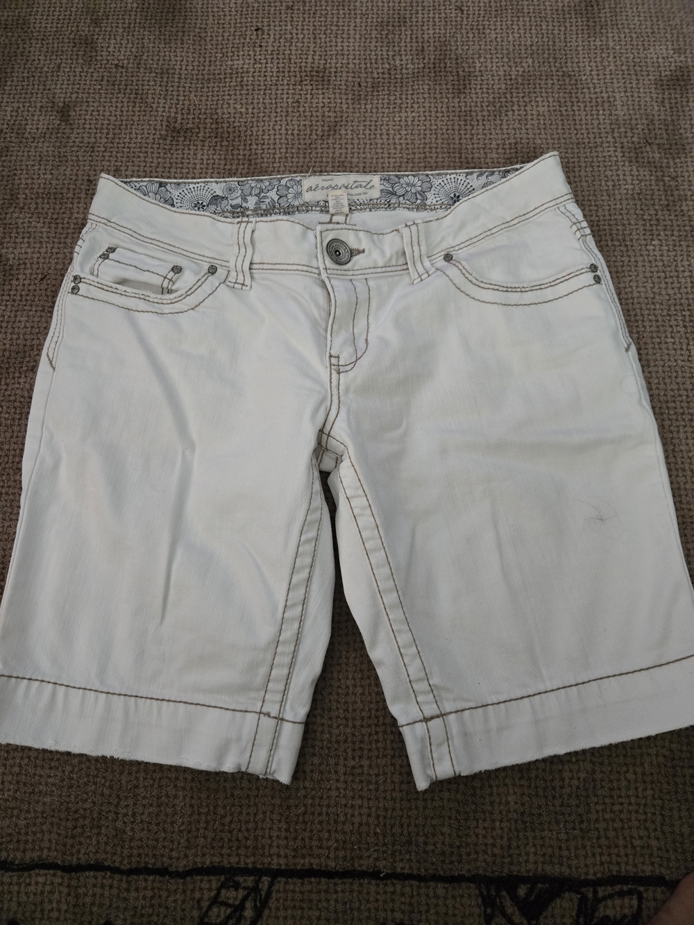 Aeropostale Y2K Inspired White Denim Bermuda Shorts - Women's